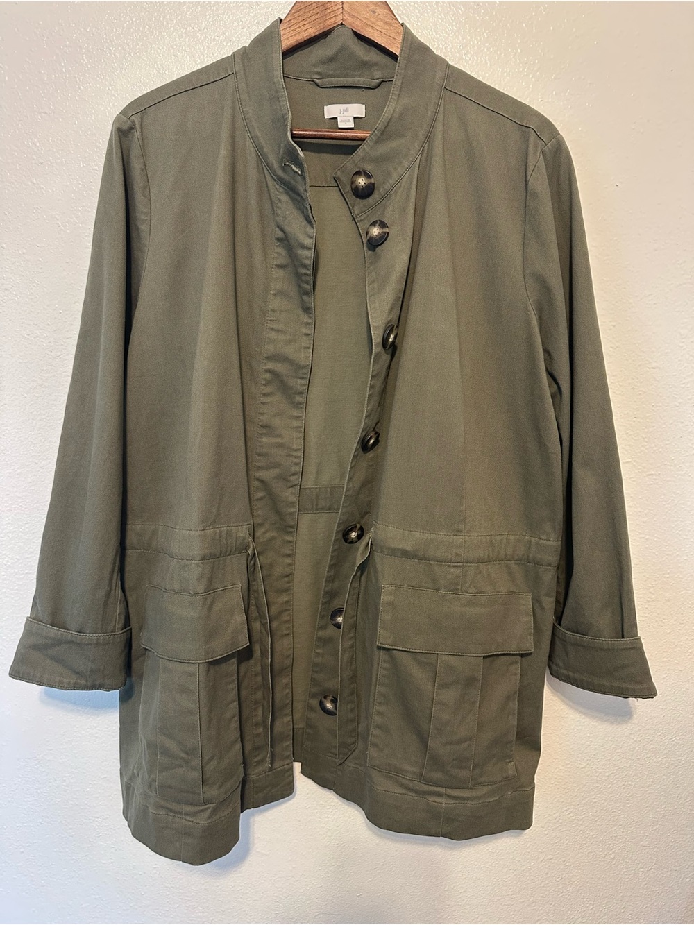 J. Jill Olive Green Utility Jacket with Flap Pockets